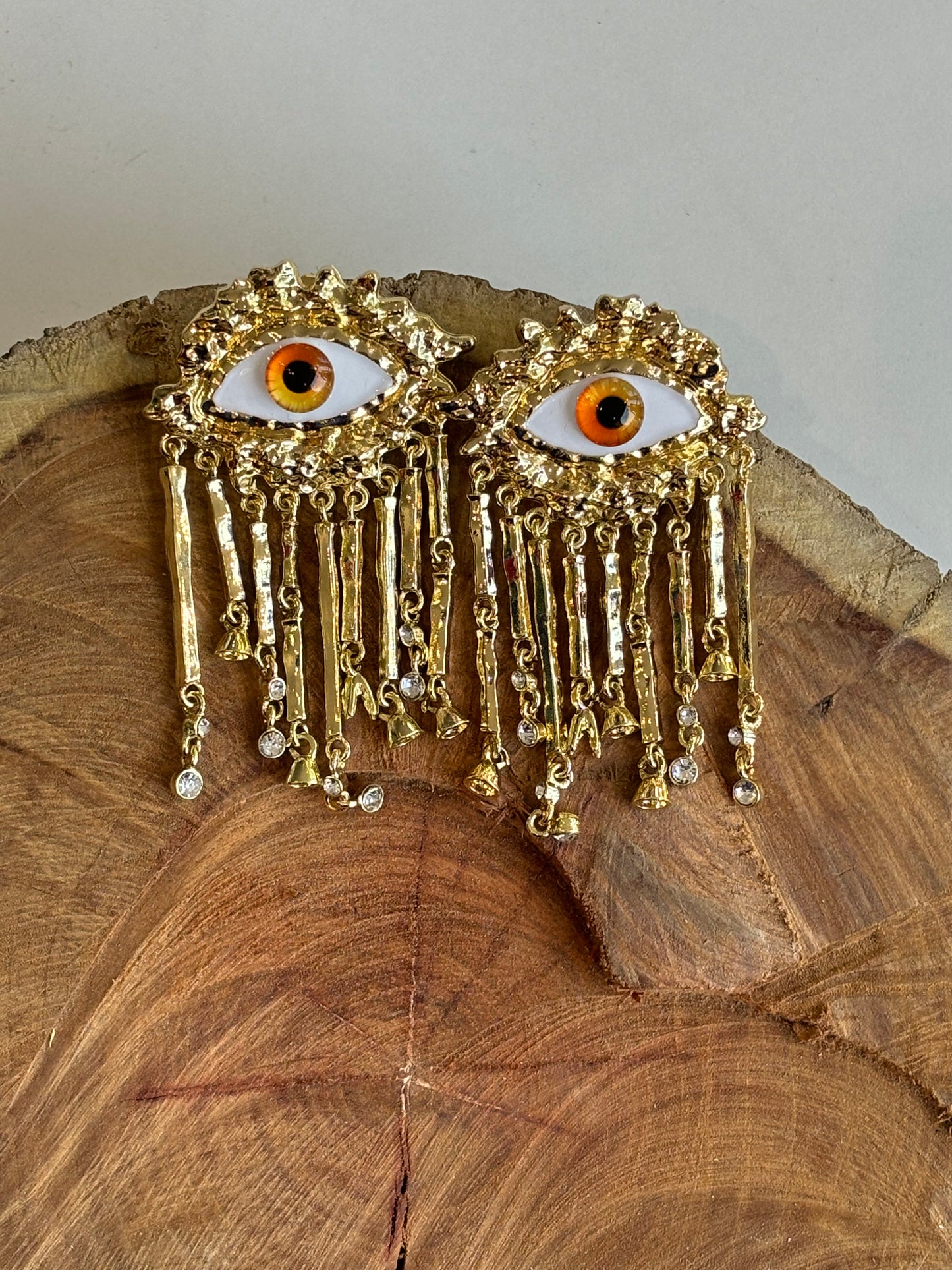 Aretes ojo turco dorado